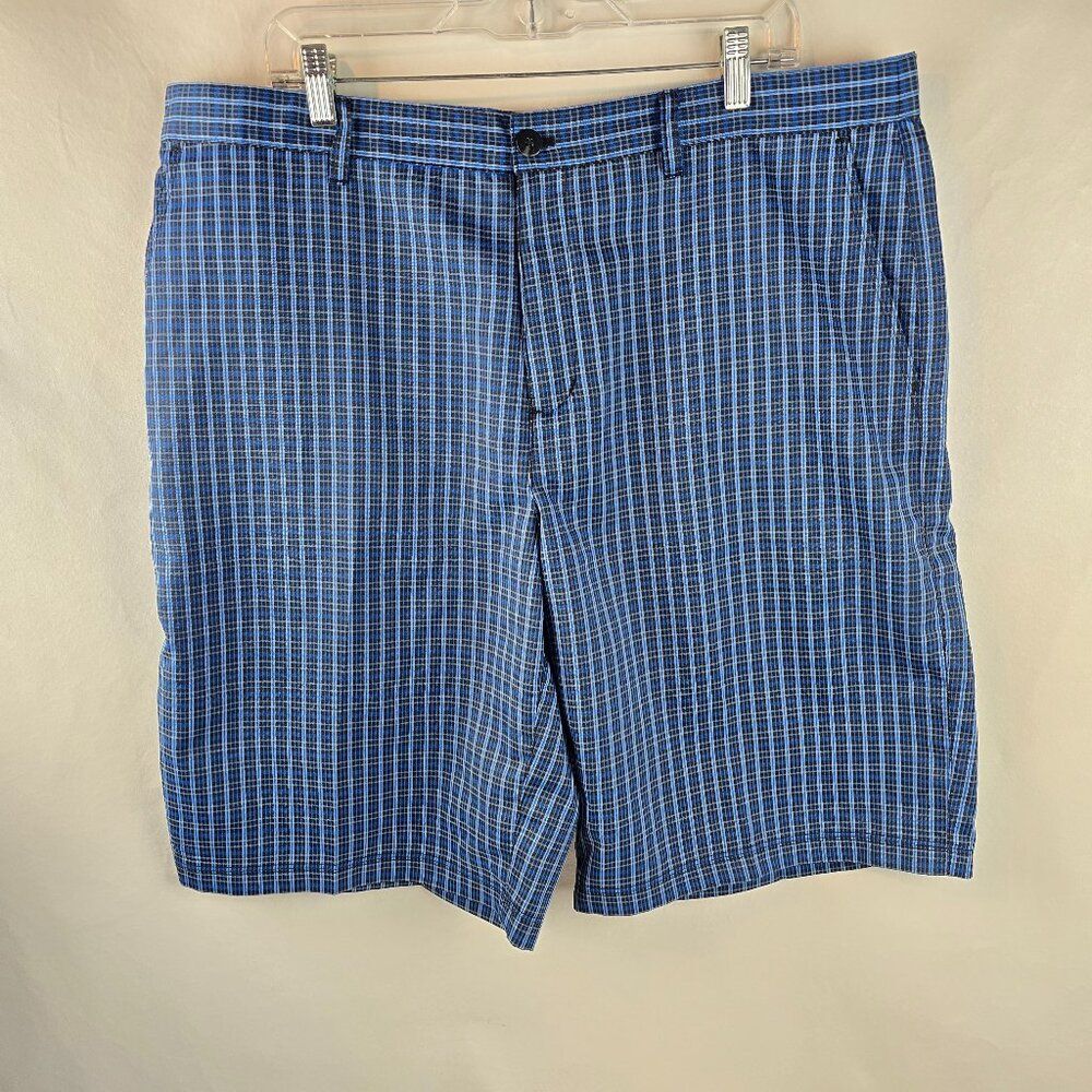 Adidas Shorts Mens 38 Blue Golf Performance Play Plaid Chino Casual Dadcore